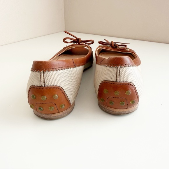 Tod’s Woven Brown and Cream Peep Toe Flats size 7 - Picture 6 of 8